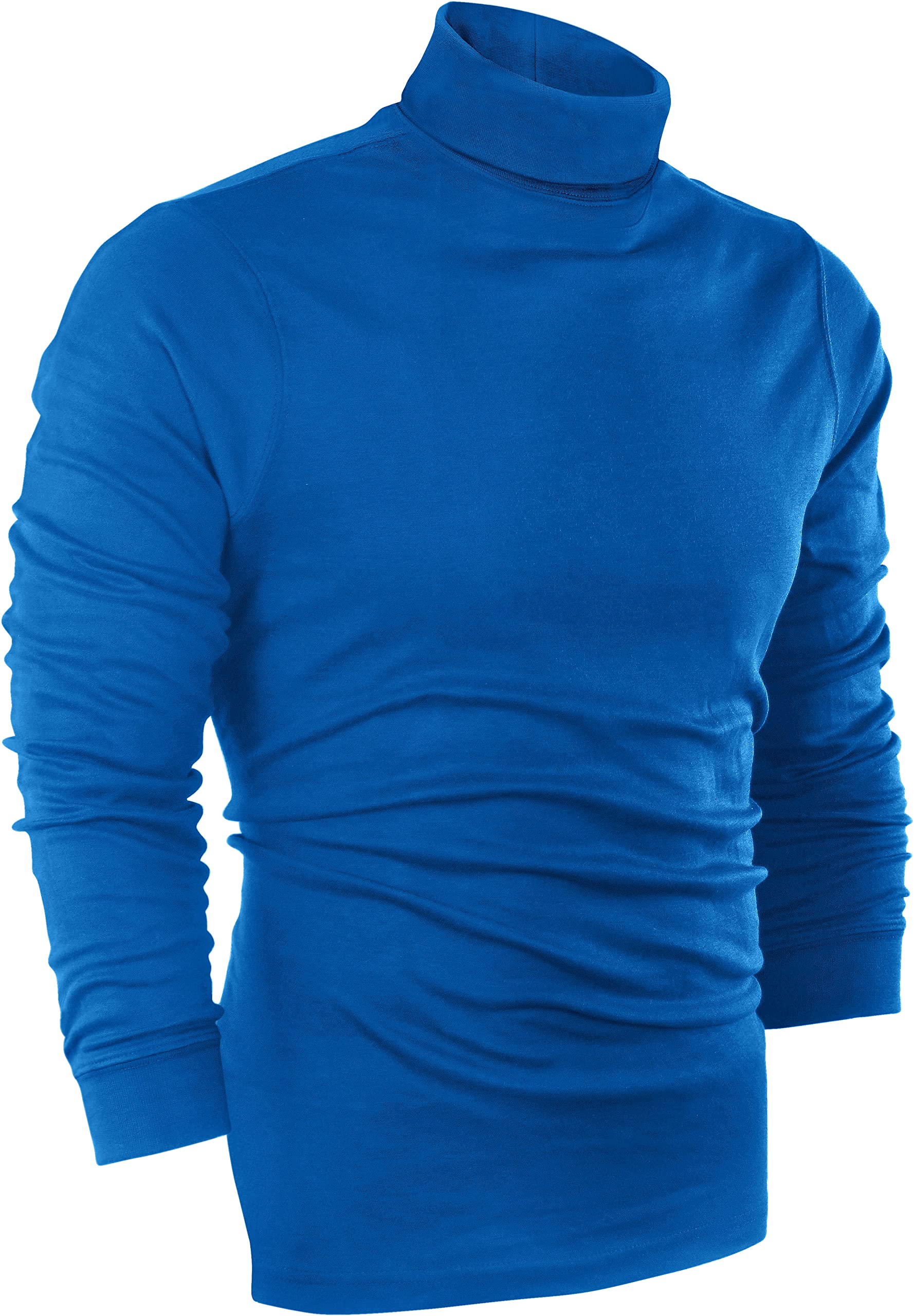 Utopia Wear Premium cotton Blend Interlock Turtleneck Men T-Shirt Pullover Sweater (XX-Large, Royal Blue)