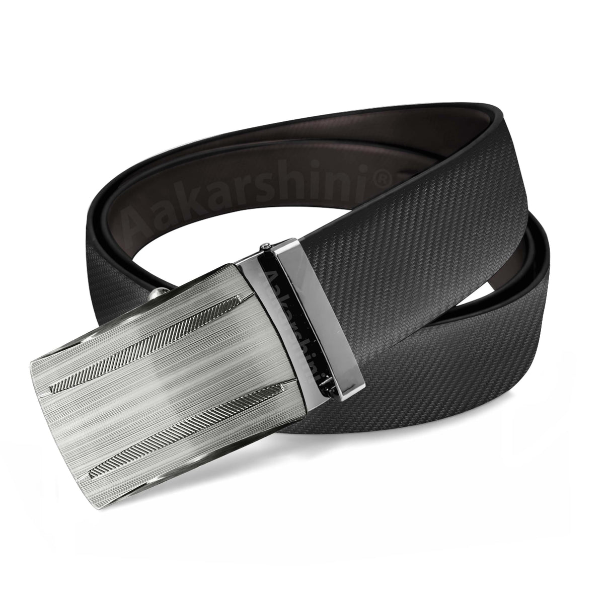Aakarshini Genuine Leather Belt For Men Formal Auto Lock Reversible Black Brown | Leather Belt For Men Formal Black | No Hole Le 36