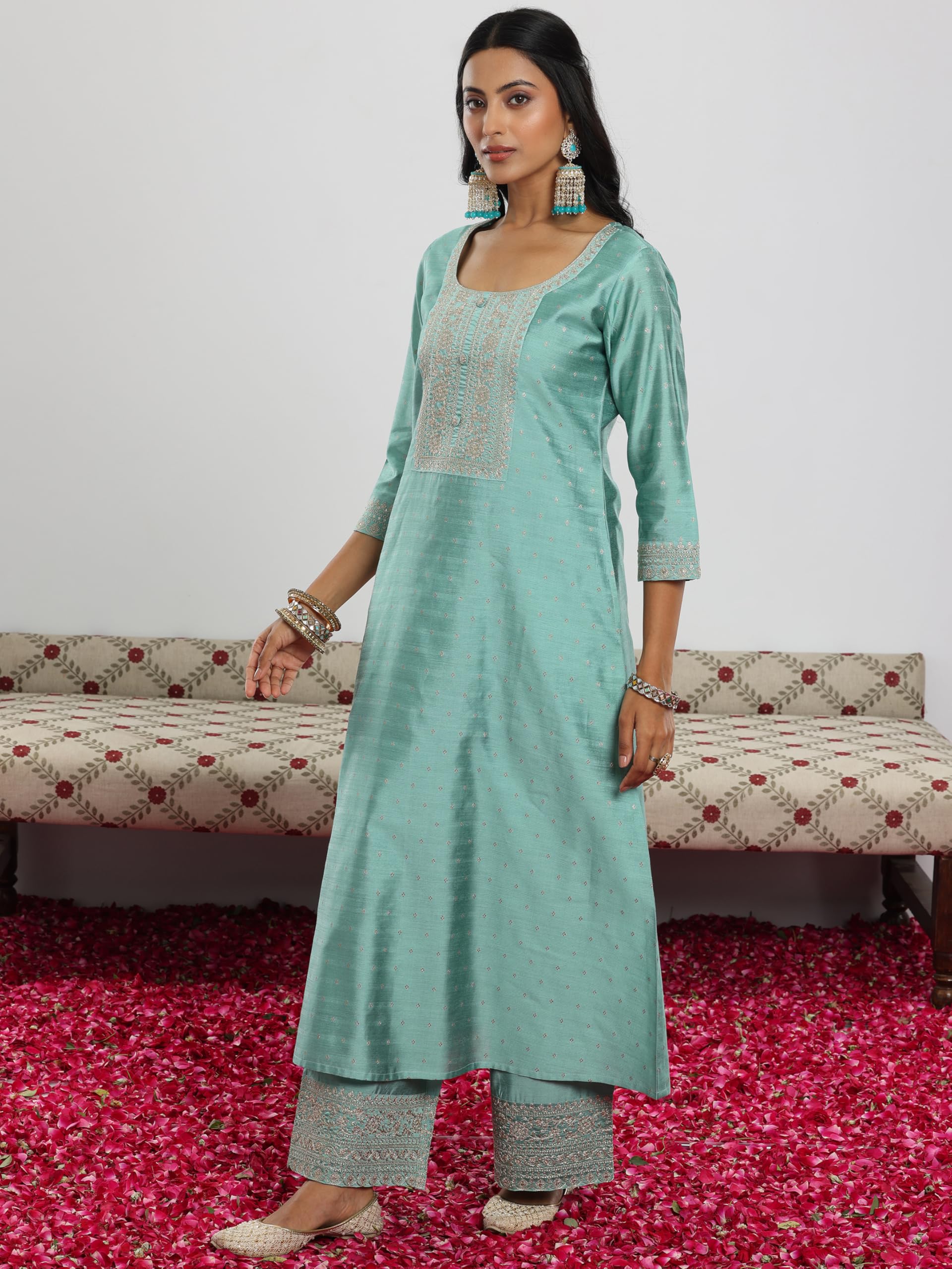 Libas WomenS Chanderi Silk Kurta Set (49282