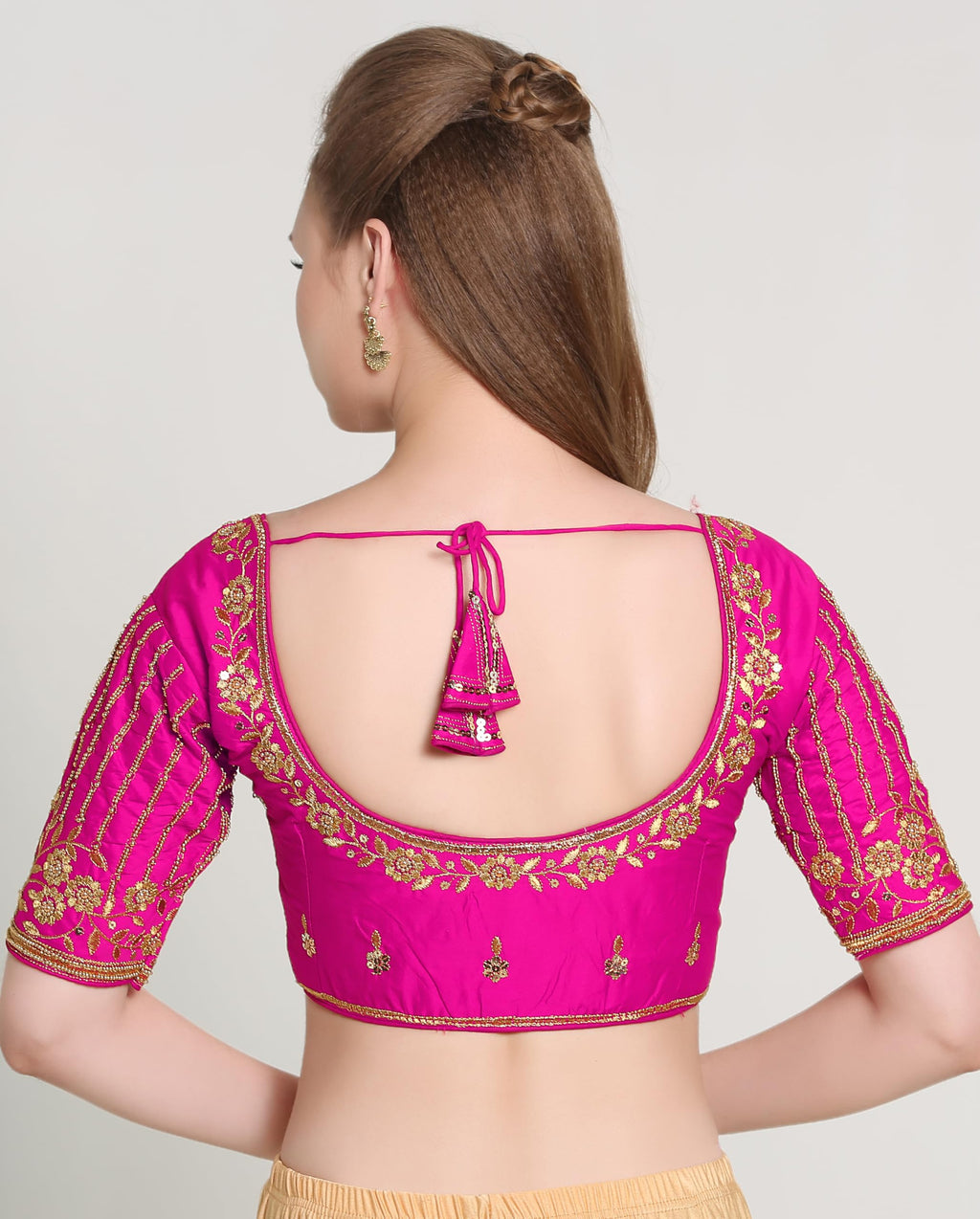 Pujia Mills WomenS Readymade Bridal Embroidery Blouse Multi Coding Maggam Work Moti Work Indian Ethnic Designer Stitched Readym
