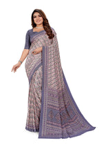 Vimla WomenS Multicolor Crepe Silk Uniform Saree With Blouse  Elegant Design For Various Professional Settings
