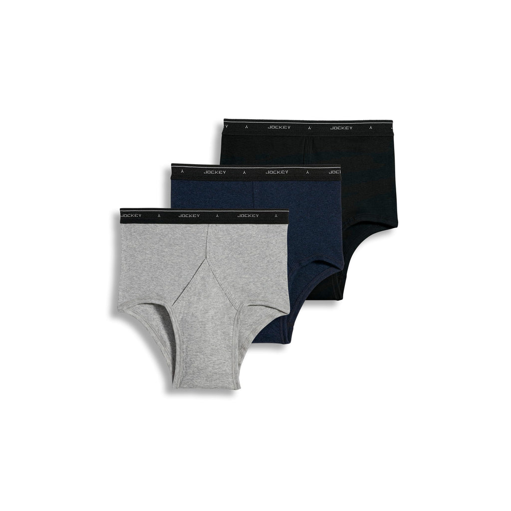 Jockey Mens Underwear classic Full Rise Brief - 3 Pack, grey HeatherDenimBlack, 34