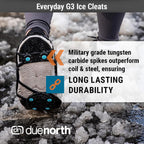 Due North Everyday G3 Ice Cleats for Shoes & Boots - Traction Spikes for Men & Women to Improve Grip on Snow & Ice