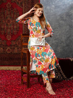 ANNI DESIGNER Women s Rayon Blend Kurta with Pants, white, XL