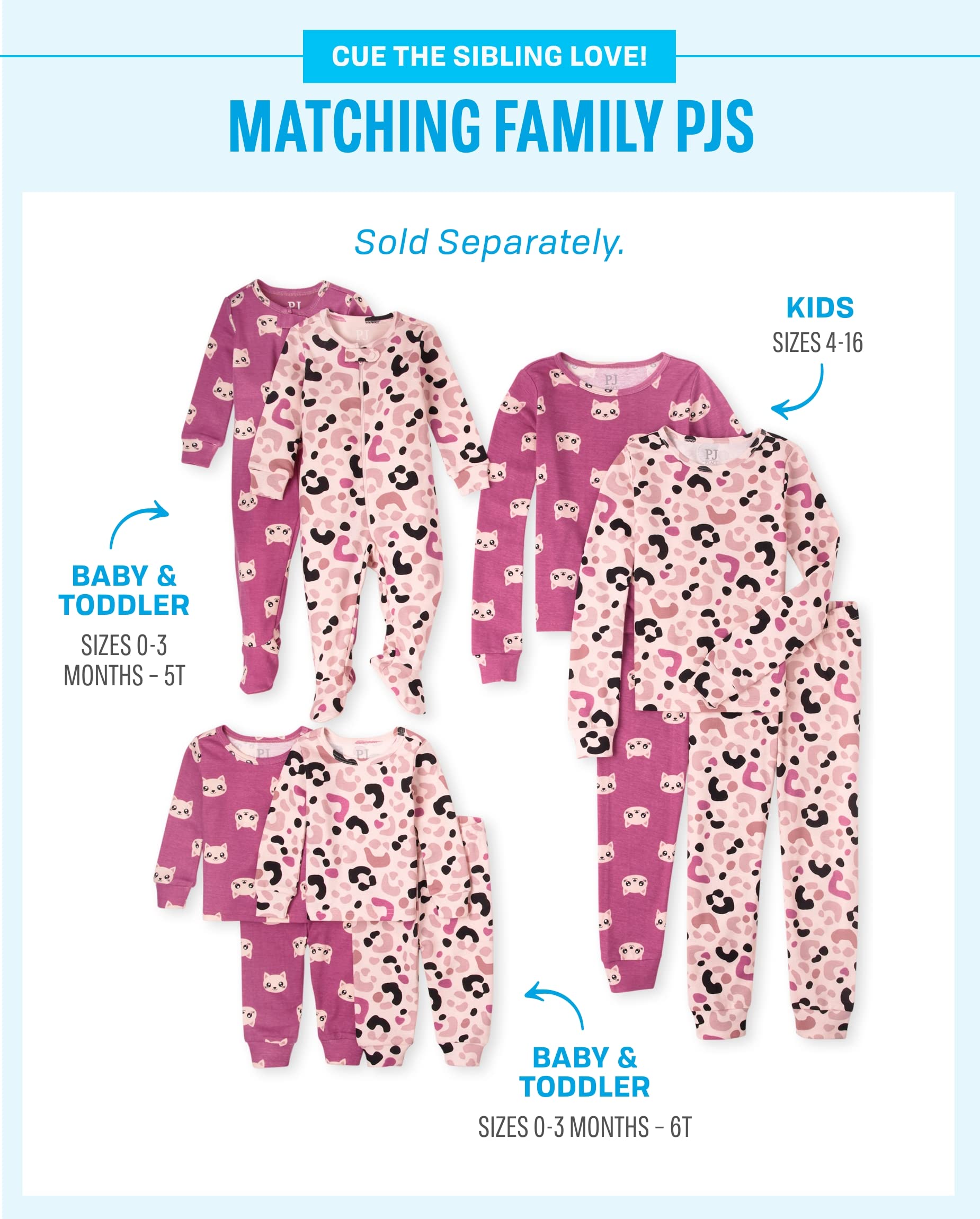 The Children's Place girls Long Sleeve Top and Pants Pajama Set, Leopard 2 Pack, 14 US