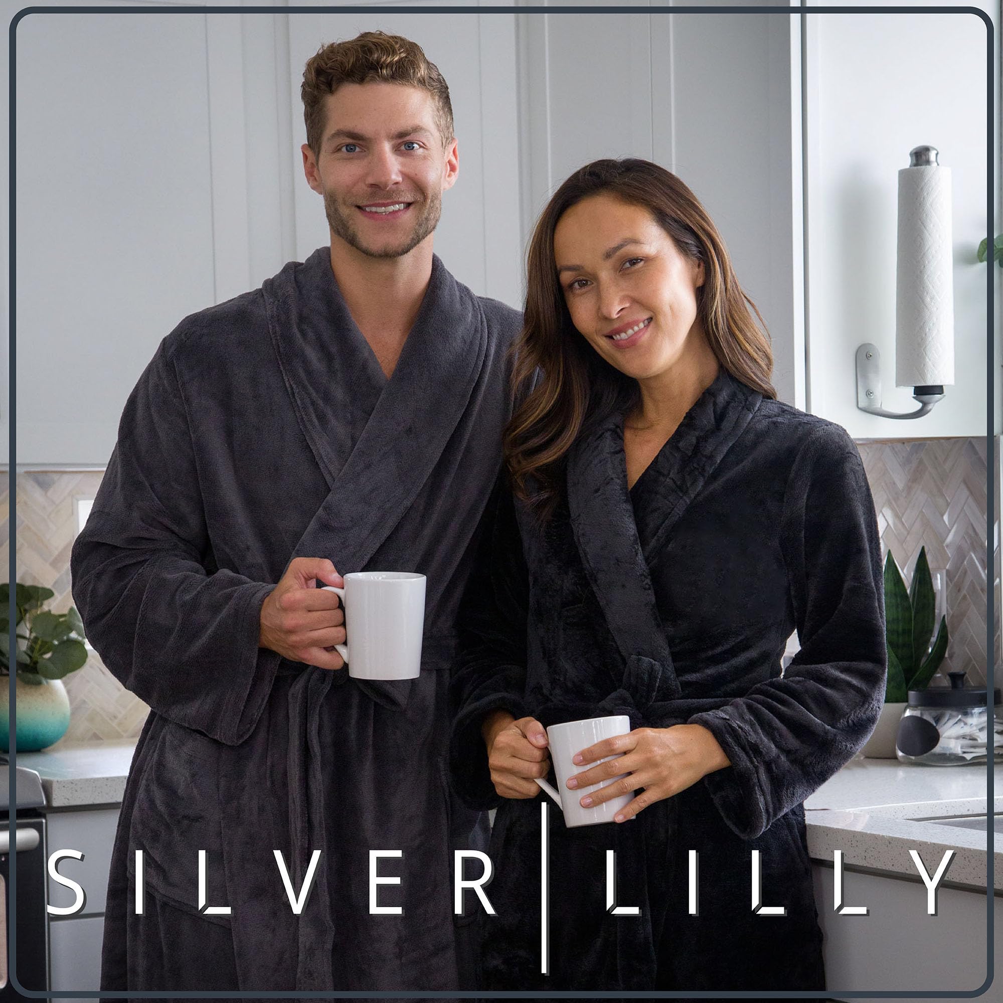 Silver Lilly Womens Plush Fleece Fluffy Long Bathrobe, Great Gift for Mother's Day, Grandma, Daughter, Sister, Wife, Friend - Sm