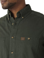 Wrangler Riggs Workwear Men's Big Logger Twill Long Sleeve Workshirt, Forest Green, 2X Tall