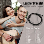 Gifts for Boyfriend Morse Code Bracelets for Men Boyfriend I Love You Gifts for Him Long Distance Black Braided Leather Bracelet