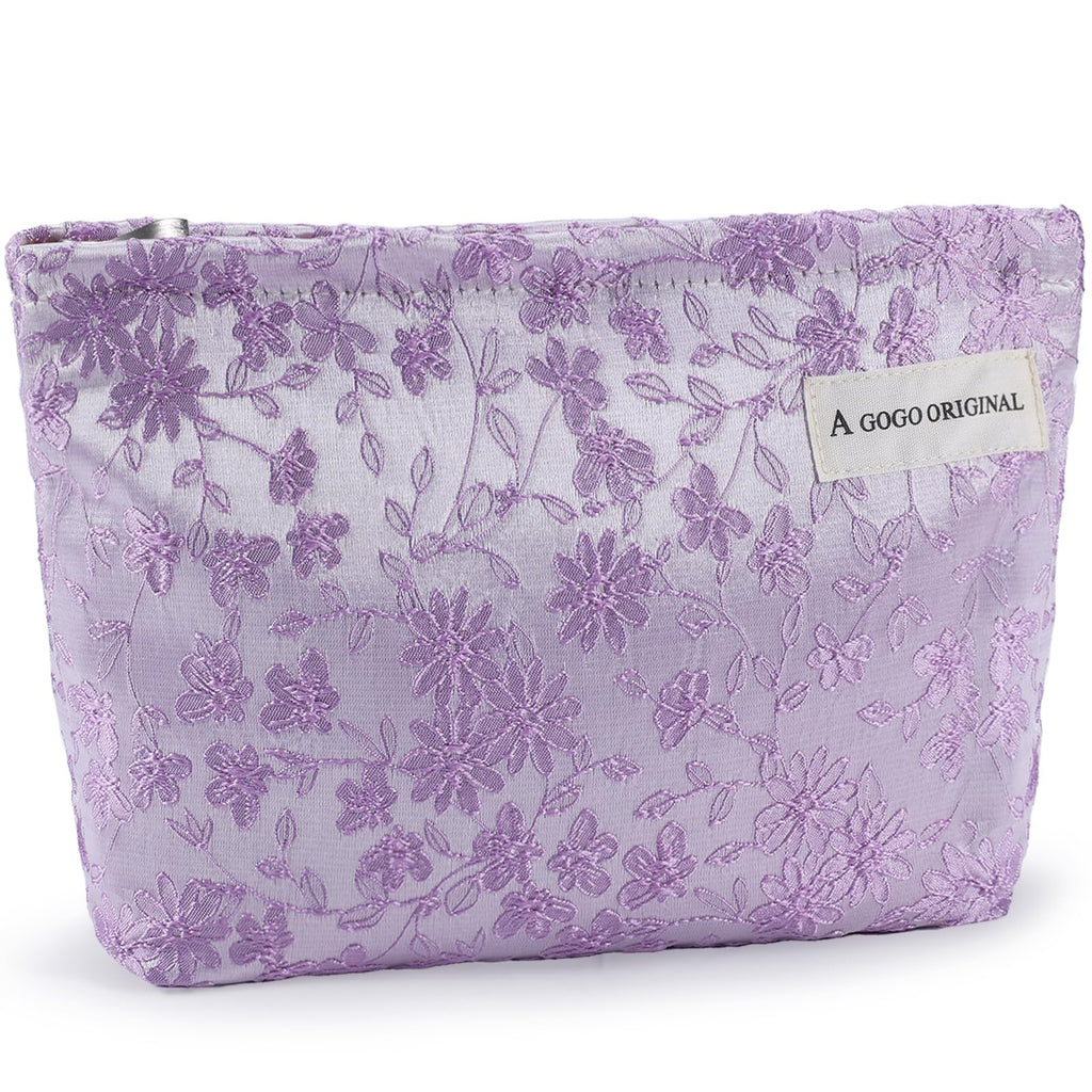 ZLFSRQ Daisy Flower Makeup Bag Travel Cute Floral Cosmetic Bags for Women Large Makeup Pouch Zipper Cosmetic Pouch for Purse Aes