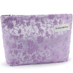 ZLFSRQ Daisy Flower Makeup Bag Travel Cute Floral Cosmetic Bags for Women Large Makeup Pouch Zipper Cosmetic Pouch for Purse Aes