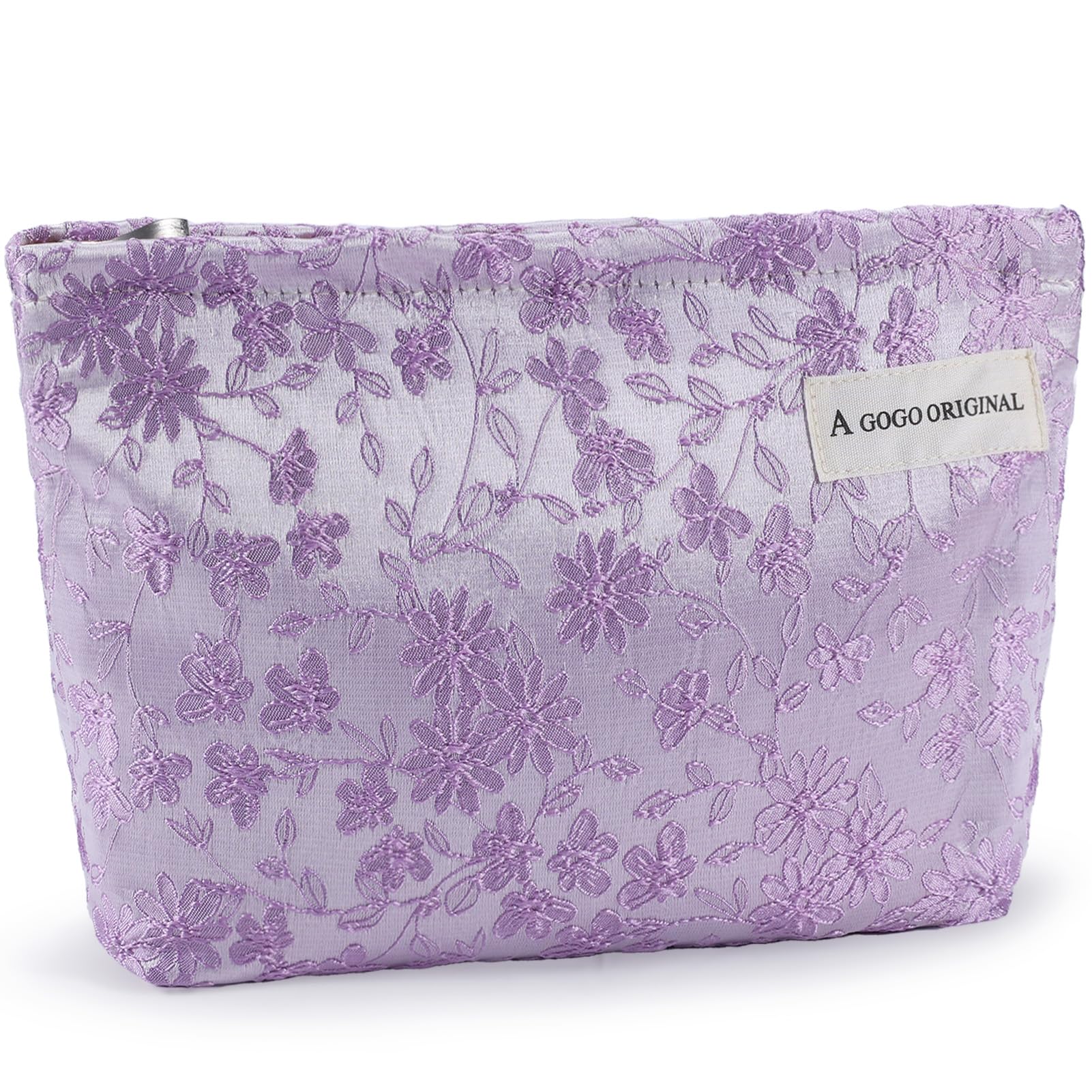 ZLFSRQ Daisy Flower Makeup Bag Travel Cute Floral Cosmetic Bags for Women Large Makeup Pouch Zipper Cosmetic Pouch for Purse Aes
