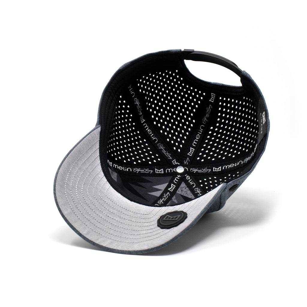 melin A-Game Hydro, Performance Snapback Hat, Water-Resistant Baseball Cap for Men & Women, Heather Light Blue, Small