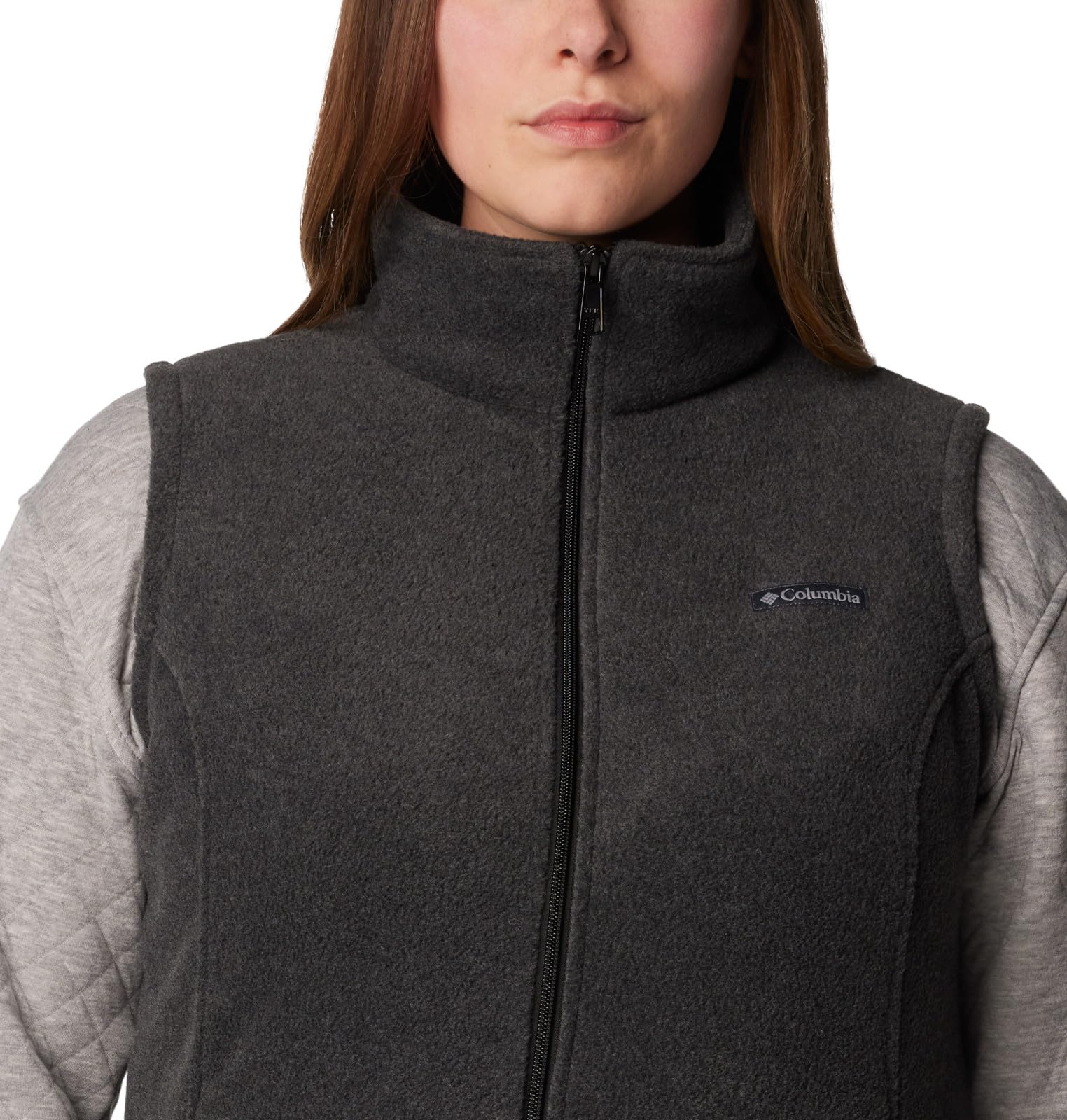 columbia Womens Benton Springs Vest, charcoal Heather, 1X Plus
