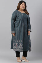 W For Woman Women Acrylic Mock Layer Printed Winter Kurta