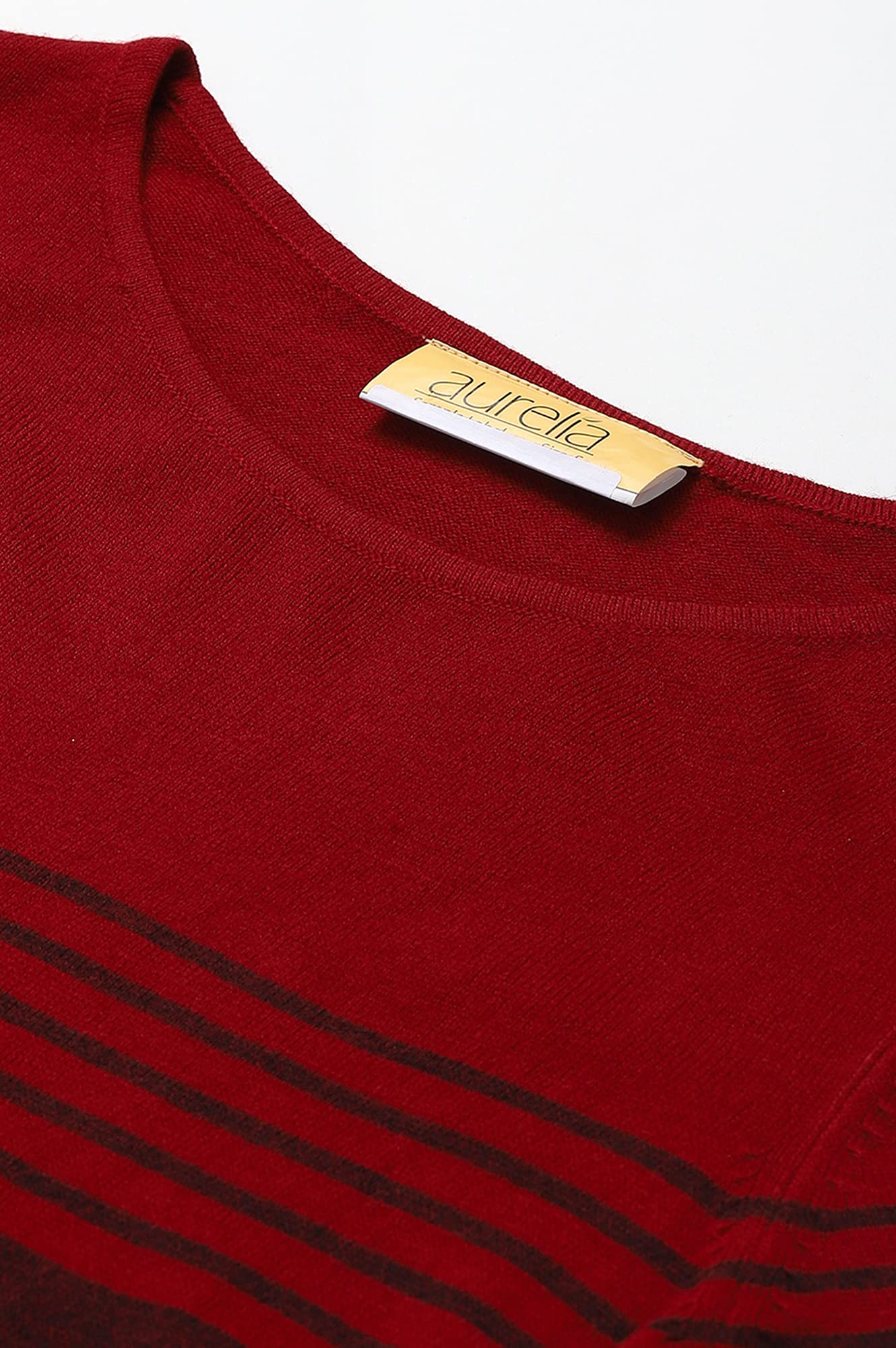 Aurelia Women'S Acrylic Stripes Regular Kurta