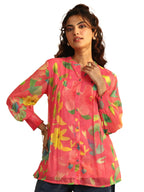 Libas Printed Chiffon Straight Shirts For Women (98306Xxl)