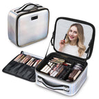 BYOOTIQUE Makeup Bag Travel Makeup Case 10 Cosmetic Storage Case Portable Makeup Artist Storage Box with Mirror & Adjustable Div