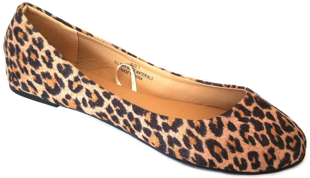 Shoes8teen Womens Ballerina Ballet Flat Shoes Solids & Leopards 8600 Leopard Micro 7