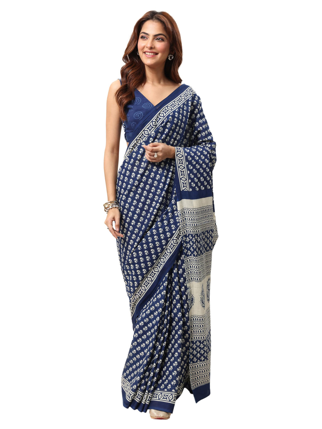 Libas Women41 Cotton Sarees (16216_Indigo 1)