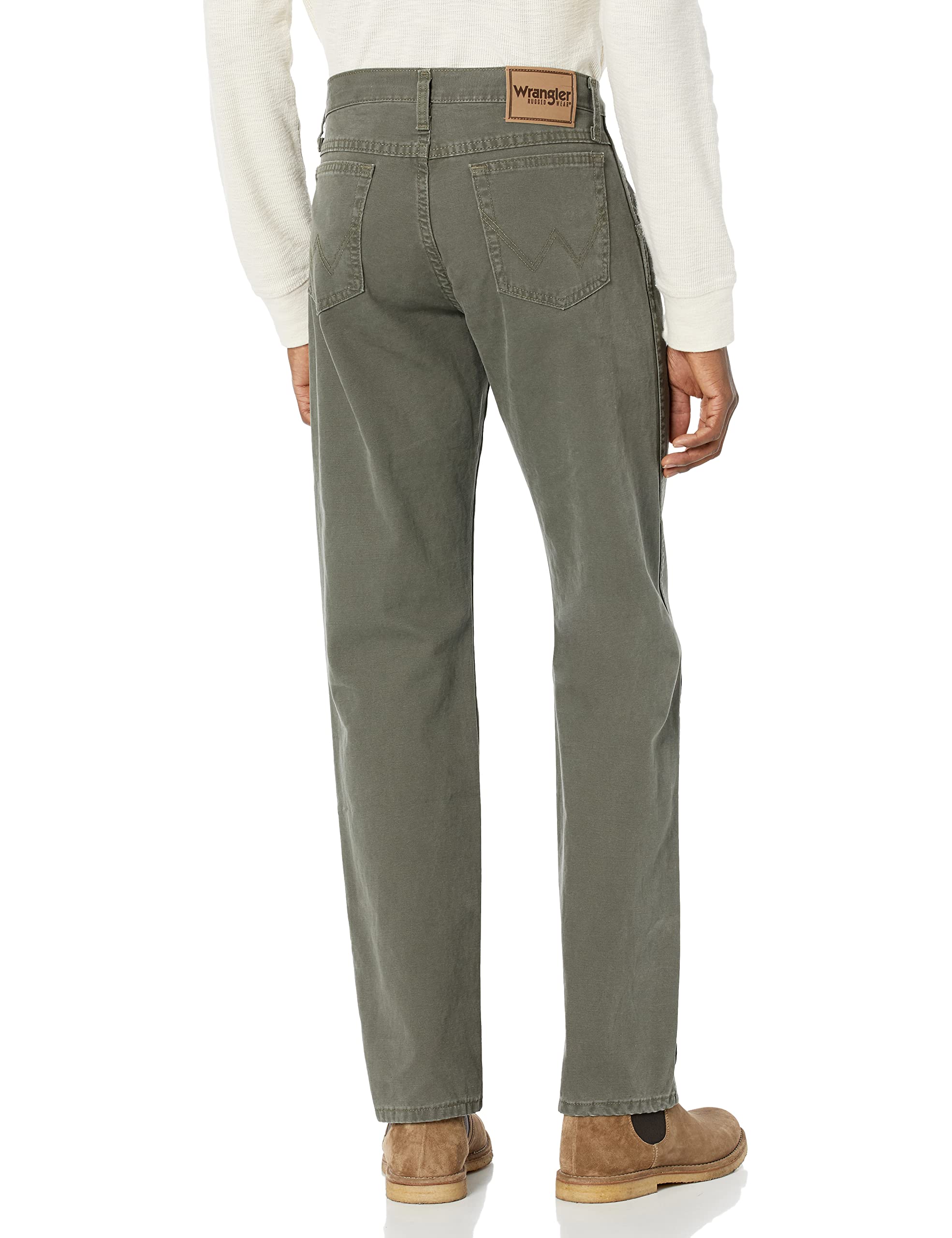 Wrangler Men's Rugged Wear Regular Fit Straight Leg Pant, Moss, 36x30