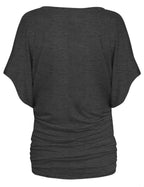 Hybrid & Company Womens Boat Neck Dolman Top Shirt KT44130 Charcoal Large