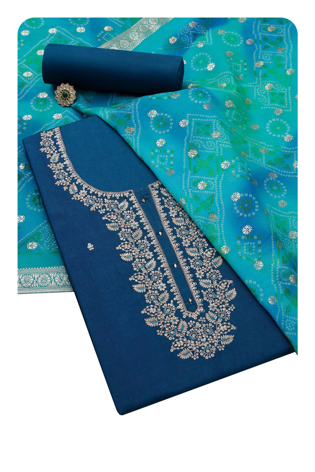 Soch Women Silk Blend Embroidered Unstitch Dress Material with Zari