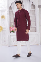 Divisive MenS Thread Embroidered Cotton Only Slim Fit Kurta (Dkrt631_M_Burgundy)