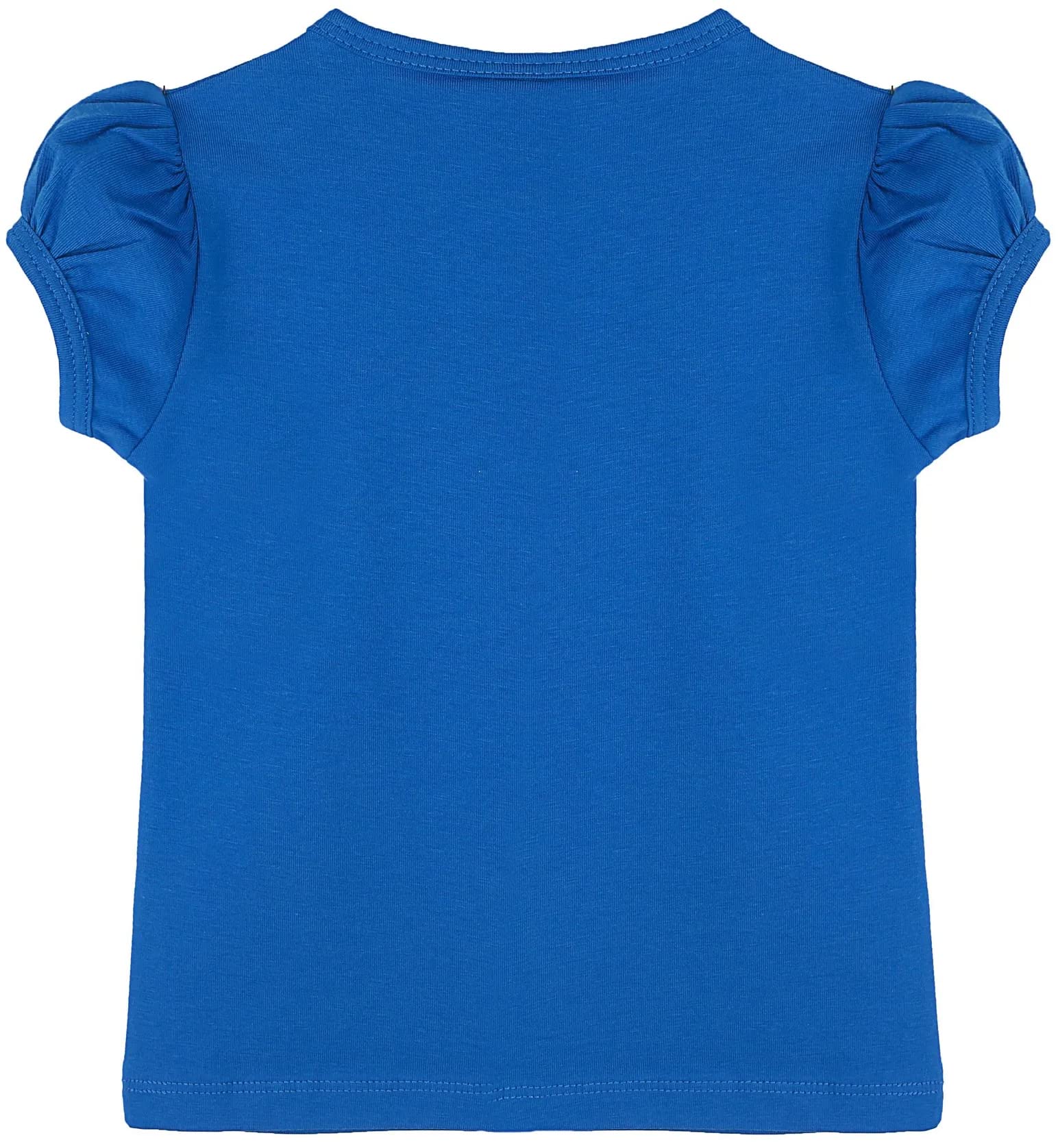 Lilax Girls' Basic Short Puff Sleeve Round Neck Cotton T-Shirt 12 Royal Blue