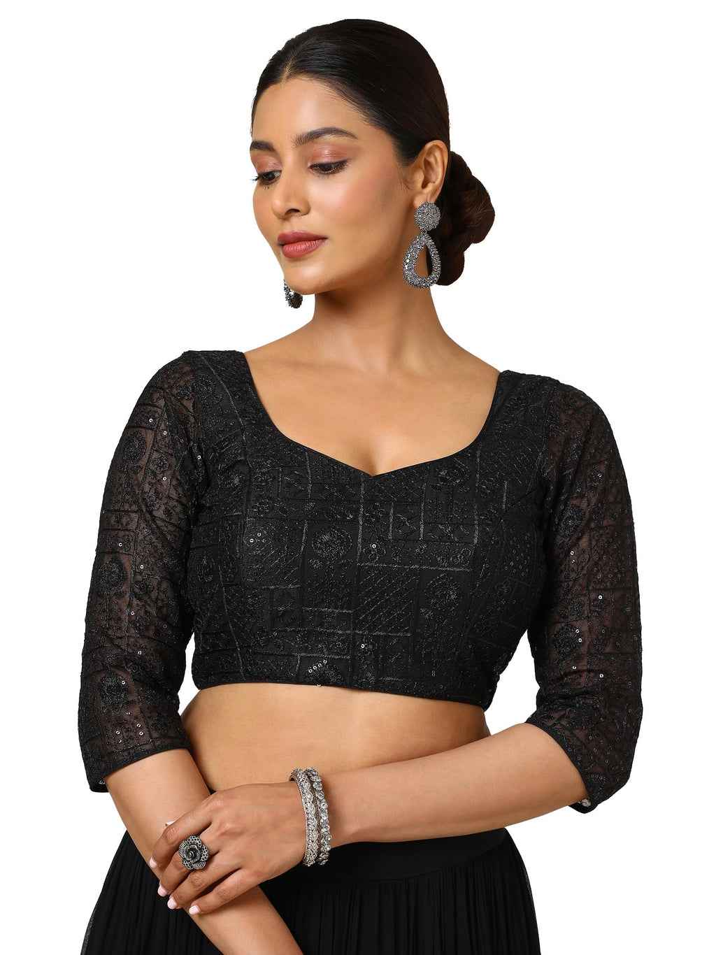 Soch Women Embellished Net Padded Blouse with Sequins