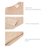 Lilax Girls' Basic Long Sleeve Round Neck Cotton T-Shirt 8 Beige