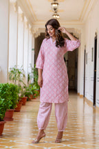 LookMark Womens Latest Printed Cotton Blend Straight Kurta and Afghani Pant Set Perfect for Casual and Office Wear (AZ-LM-P1-KS