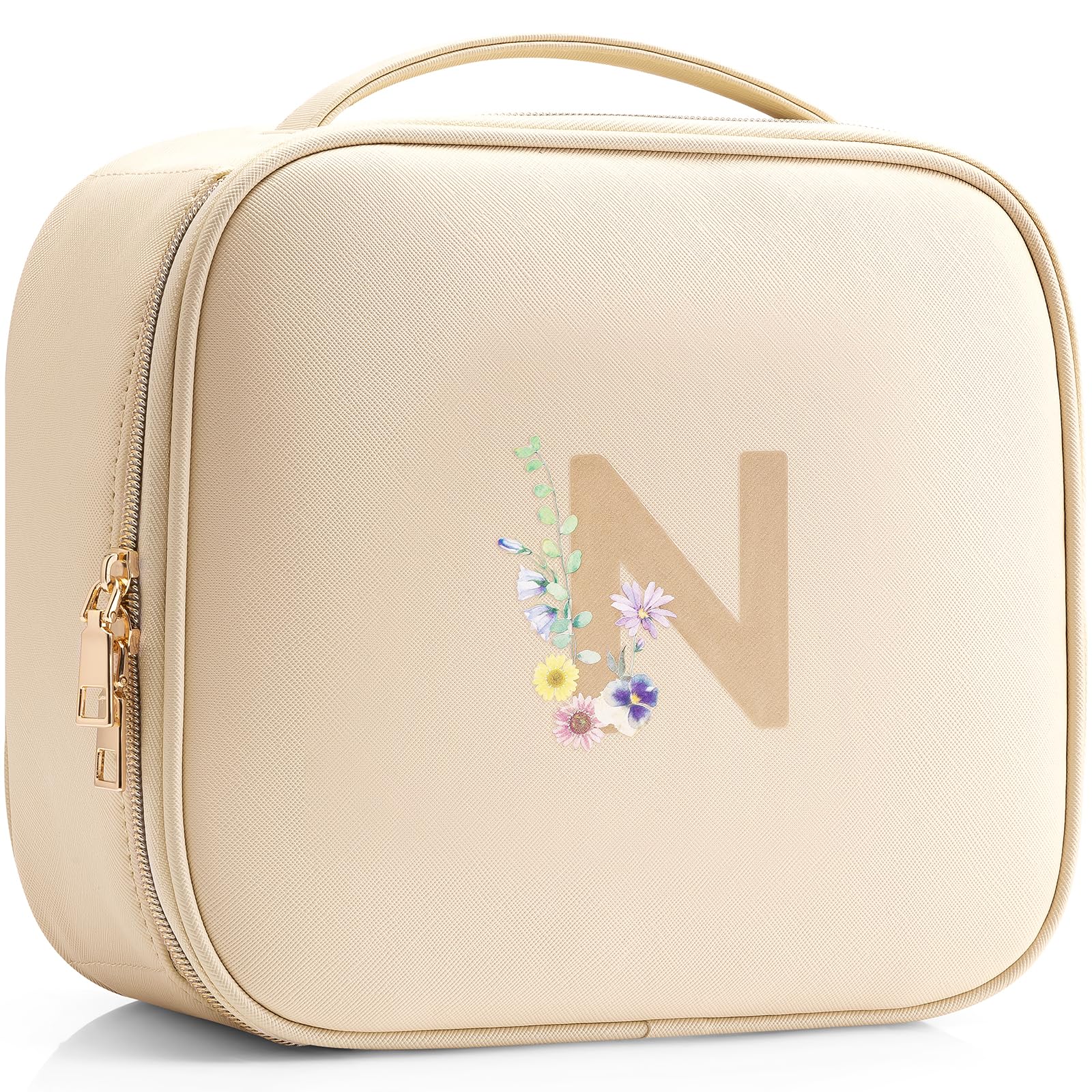 Vlando Preppy Gifts for Girl,Monogrammed Makeup Bag with Compartment,Unique Friendship Gifts for Friends Bridal Shower Gifts(Let