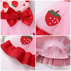Infant Baby Girl First Birthday Dress Cake Smash Outfits Toddler Strawberry Tulle Tutu Halloween Christmas Cosplay Outfits Easte