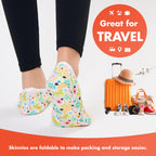 Snoozies Womens Slipper Socks  cozy House Shoes  comfy Slip Ons  Fun Slippers  Skinnies Lightweight - Butterfly garden (Medium)