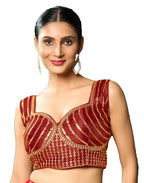 Pujia Mills WomenS Readymade Blouse Embroidery Multi Coding Gold Thread Indian Ethnic Designer Stitched Readymade Saree Sleevel
