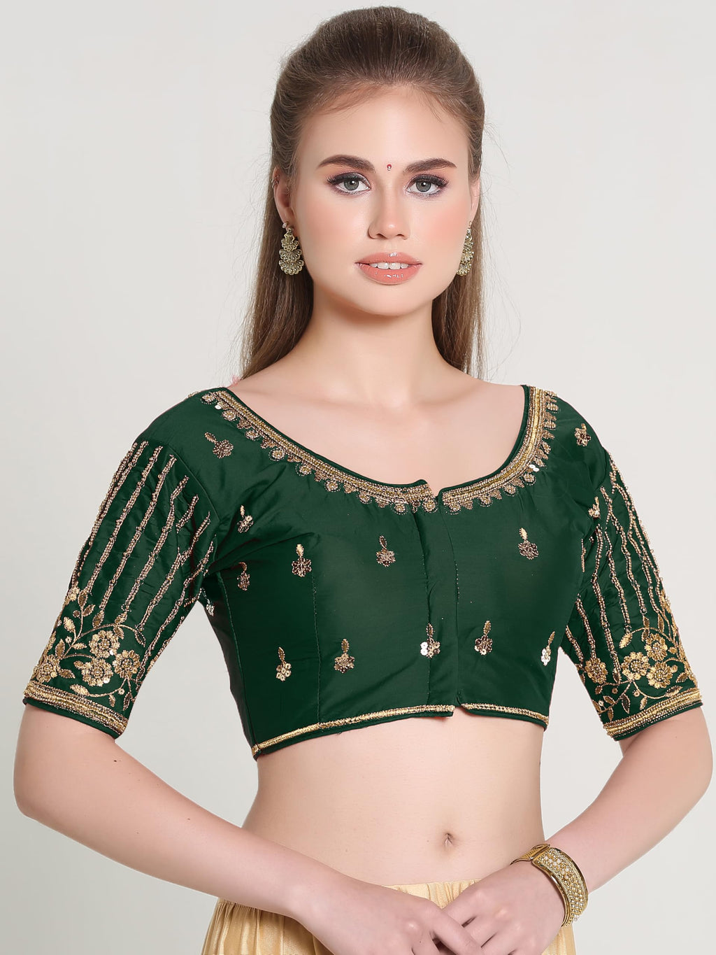 Pujia Mills WomenS Readymade Bridal Embroidery Blouse Multi Coding Maggam Work Moti Work Indian Ethnic Designer Stitched Readym