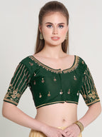 Pujia Mills WomenS Readymade Bridal Embroidery Blouse Multi Coding Maggam Work Moti Work Indian Ethnic Designer Stitched Readym