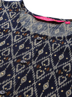 Anubhutee Women'S Rayon Navy Blue Ethnic Motifs Printed Straight Kurta