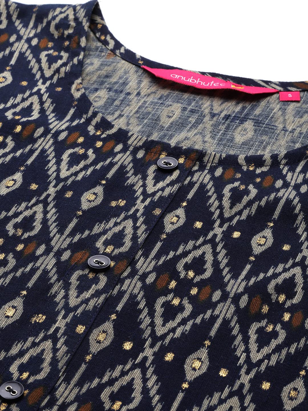 Anubhutee Women'S Rayon Navy Blue Ethnic Motifs Printed Straight Kurta