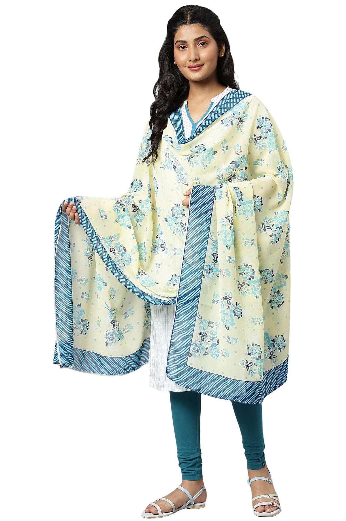 Aurelia Women Double Cream Printed Dupatta_22AUA80002-504139_FS