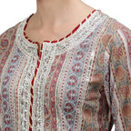 Ishin Women'S Multi & Grey Gotta Patti Embroidered A-Line Kurta Set With Sharara And Dupatta