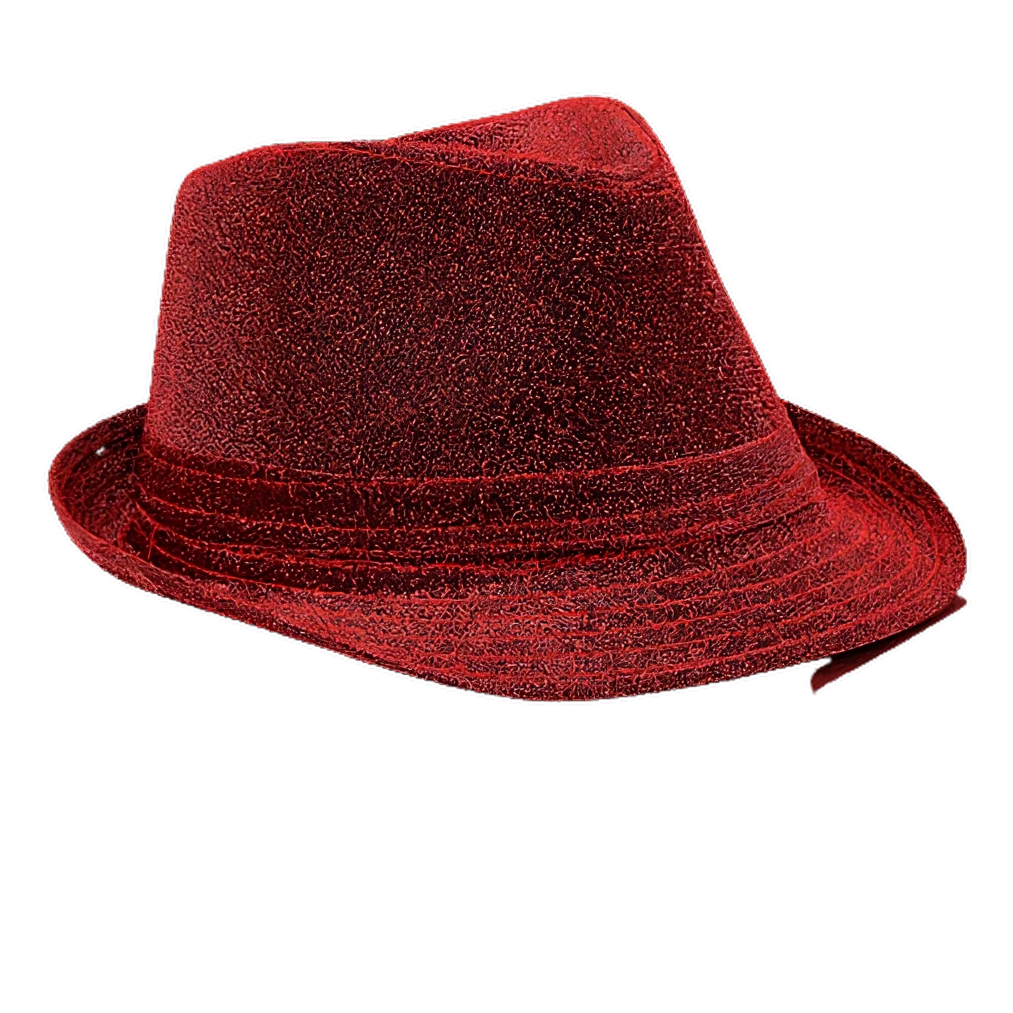 blinkee Glittery Finish Soft Red Fabric Fedora Hat Non Light Up