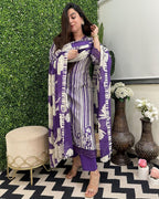 ANNI DESIGNER Women s Rayon Blend Printed Straight Kurta with Pants and Dupatta, Begani, 36