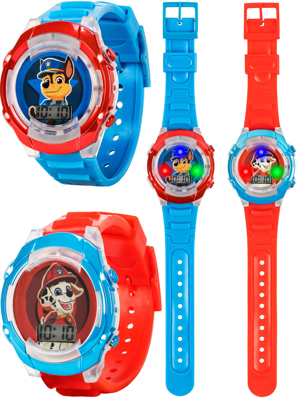 Paw Patrol Kids' Flashing LED Light-Up Feature - LCD Watch Set - Chase and Marshall Digital Watches