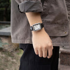 EACHE 19mm Leather Watch Bands, Croco Design Watch Strap for Men Women in Silver Buckle Black
