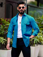 CB-COLEBROOK Mens Regular Fit Fancy Double Pocket Utility Casual Shirt for Men Full Sleeves Stylish Shirt - Cargo (Previously G