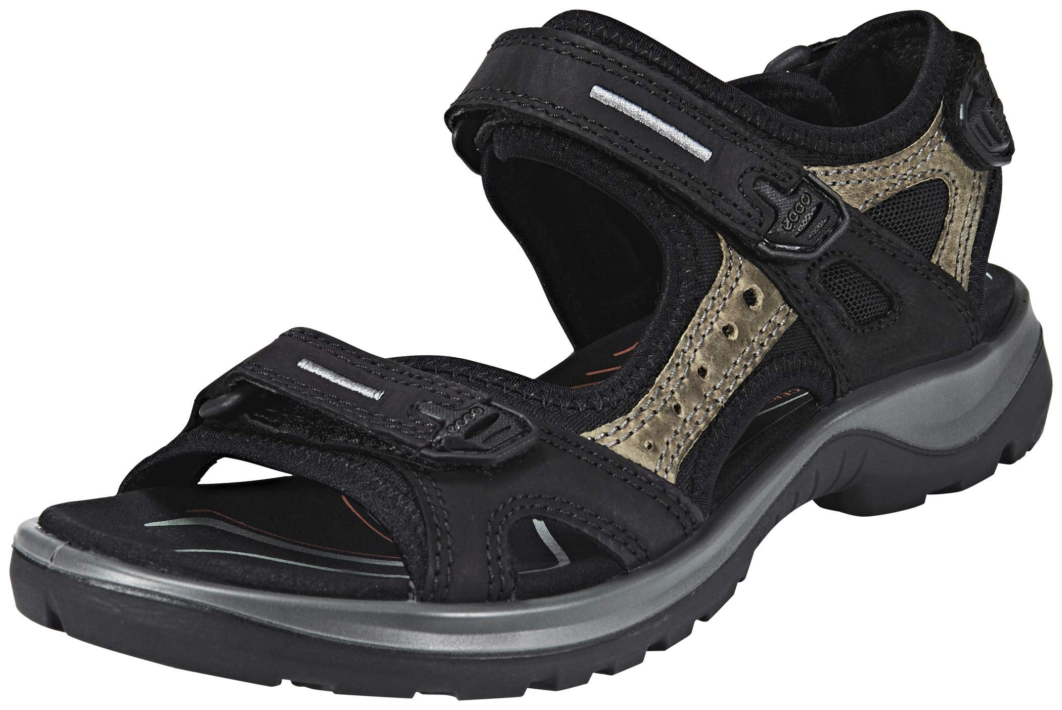 ECCO Women's Yucatan Sport Sandal, Black/Mole/Black Oil Nubuck, 8-8.5