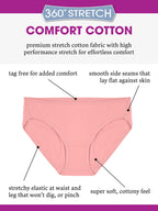 Fruit of the Loom Women's 360 Underwear, High Performance Stretch for Effortless Comfort, Available in Plus Size, Cotton Blend-B