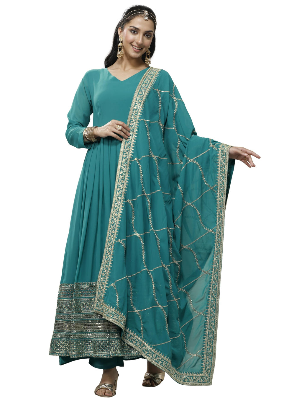 Libas Embroidered Georgette Anarkali Kurta Set For Women (51641Xxl)