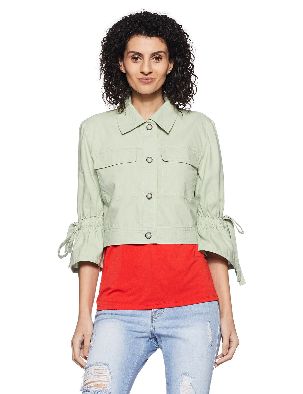 United Colors of Benetton Womens Varsity Jacket (18P2AAZ53435I_Laurel Green_L)